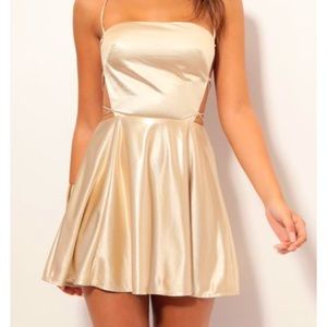 LUCY IN THE SKY CUTOUT A-LINE DRESS-CHAMPAGNE